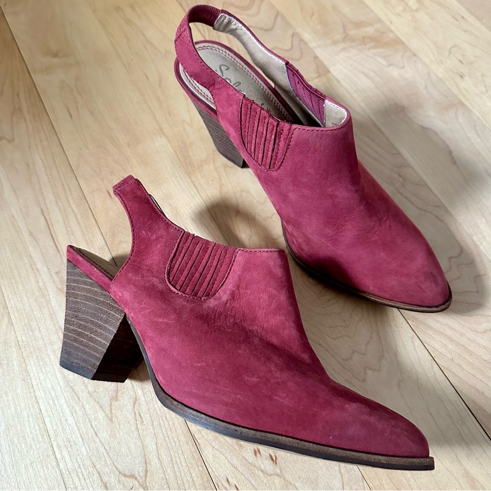 Red Leather Slingback Booties